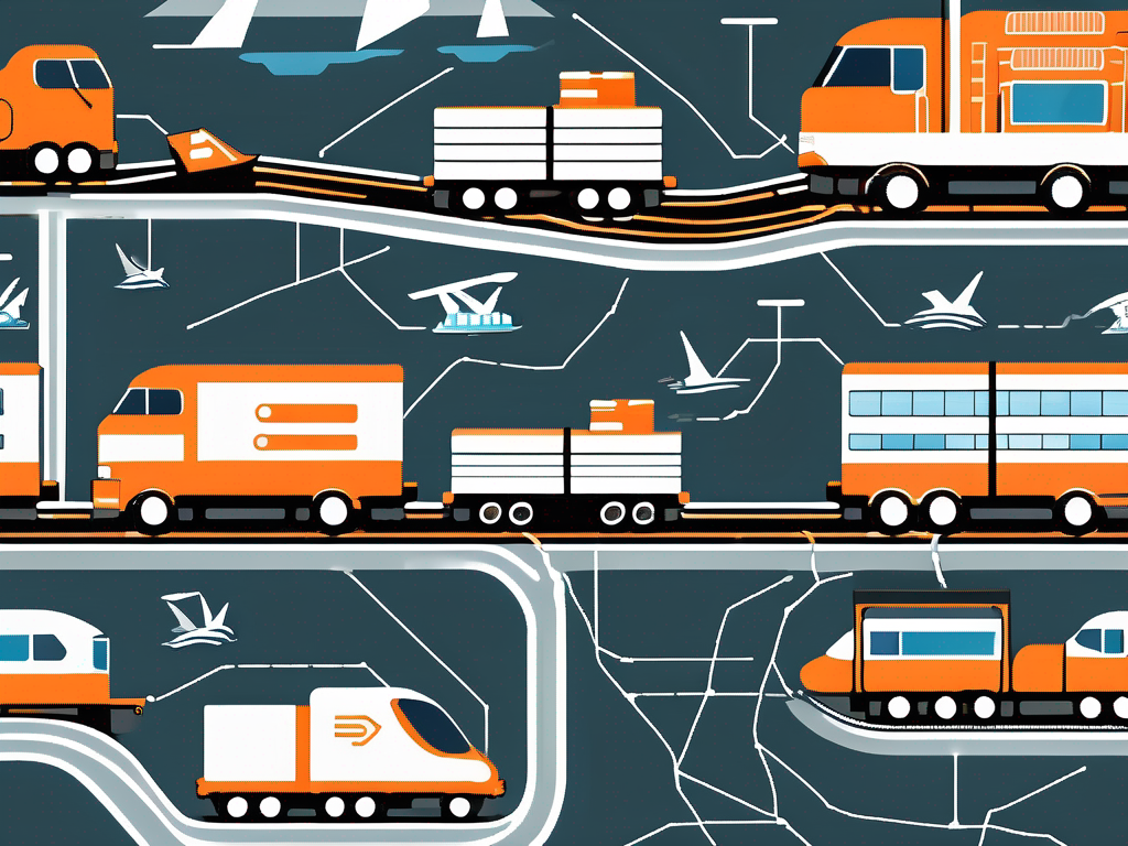 A detailed map featuring various modes of transportation