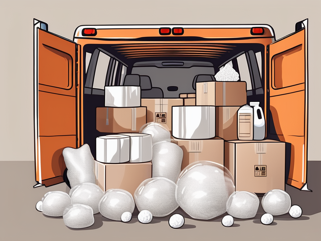 A carefully packed moving box filled with various fragile items like glassware