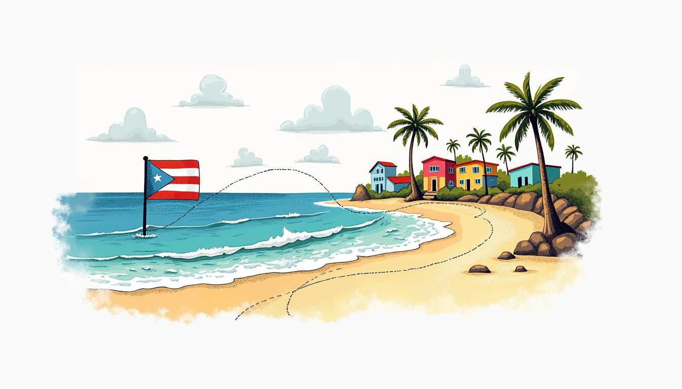 A vibrant landscape of puerto rico featuring its iconic palm trees