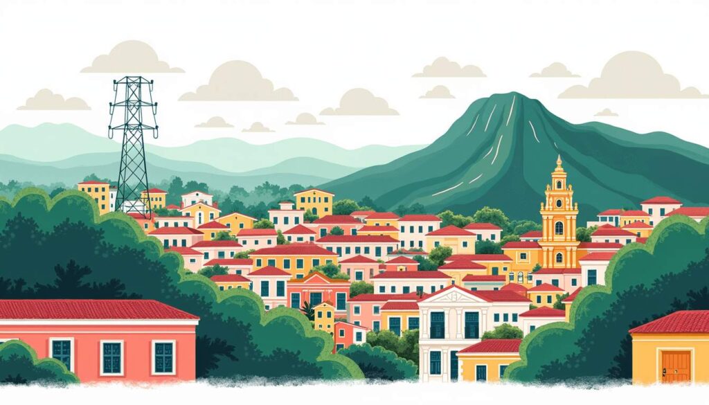 A vibrant landscape of puerto rico featuring iconic elements such as the el yunque rainforest