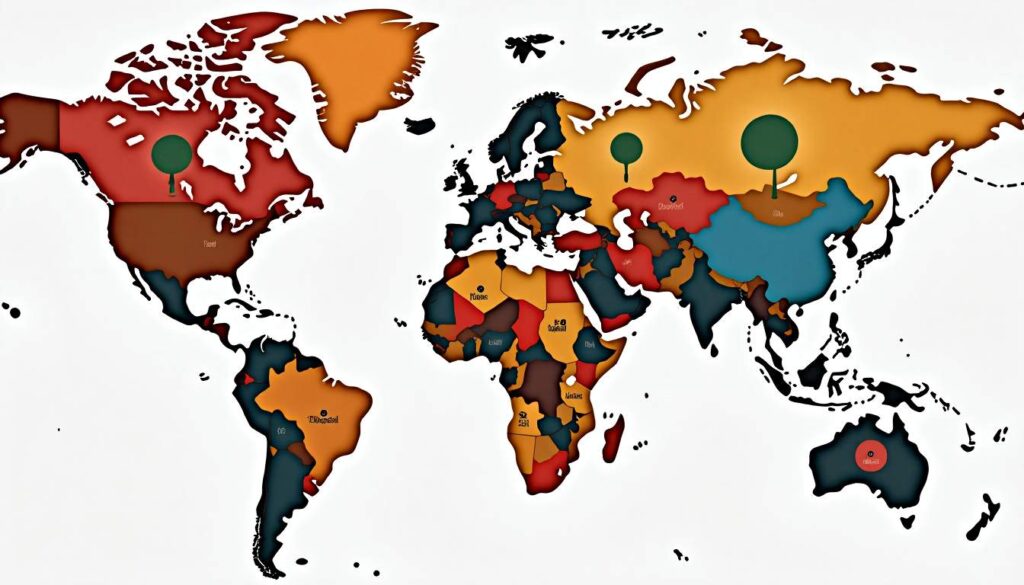 A vibrant world map highlighting the top 10 expat-friendly countries for americans in 2025