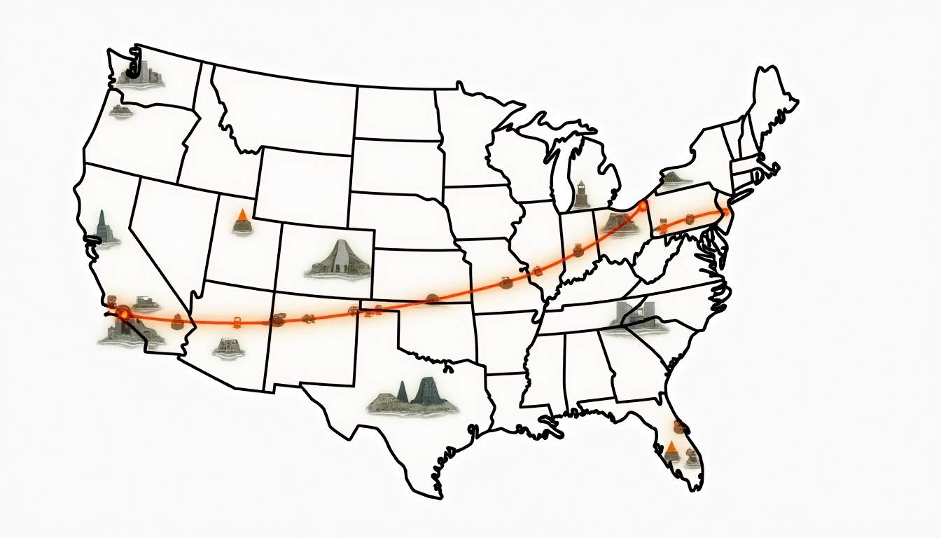 An animated map showcasing a local moving route with a short distance highlighted in one color