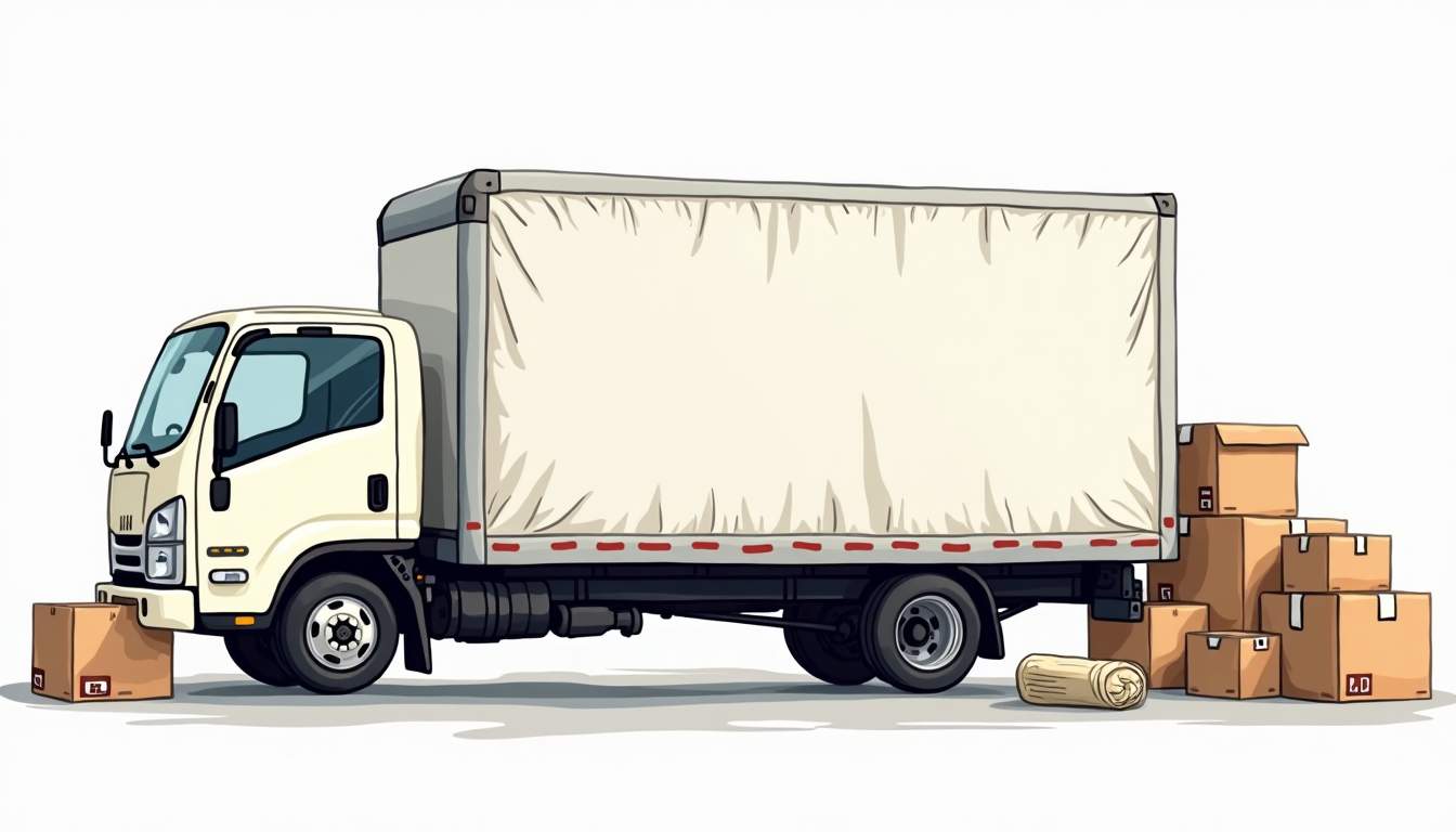A sturdy moving truck surrounded by well-packed boxes