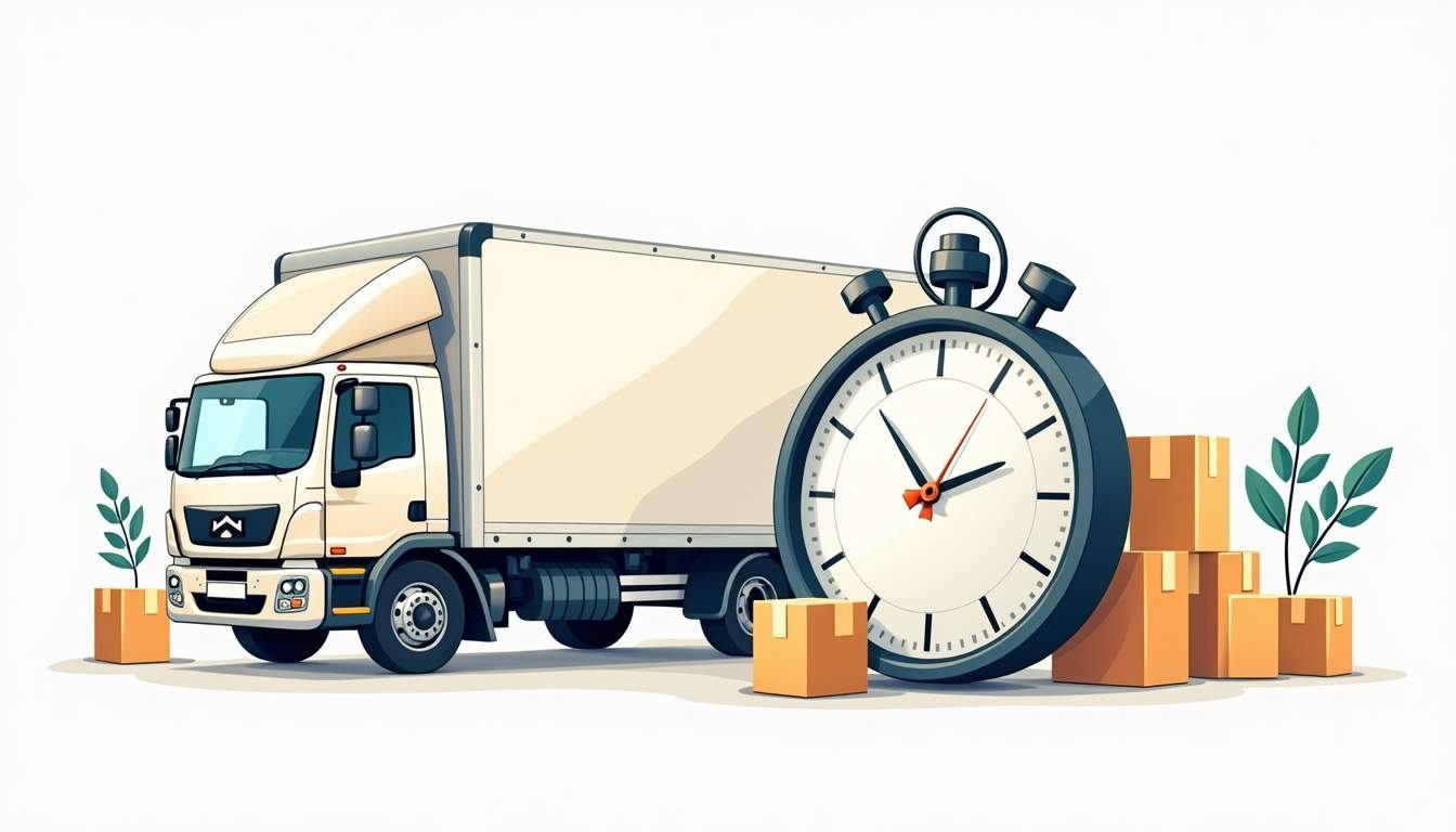 A bustling moving truck surrounded by neatly packed boxes and organized furniture