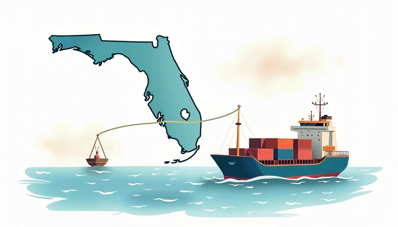 An outline map of florida and puerto rico