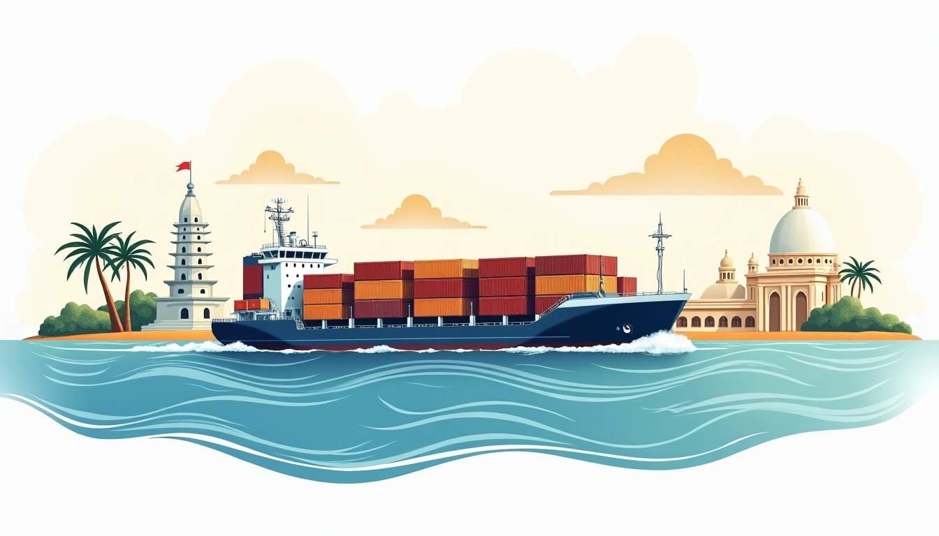 An ocean freight container ship navigating the waters between florida and puerto rico