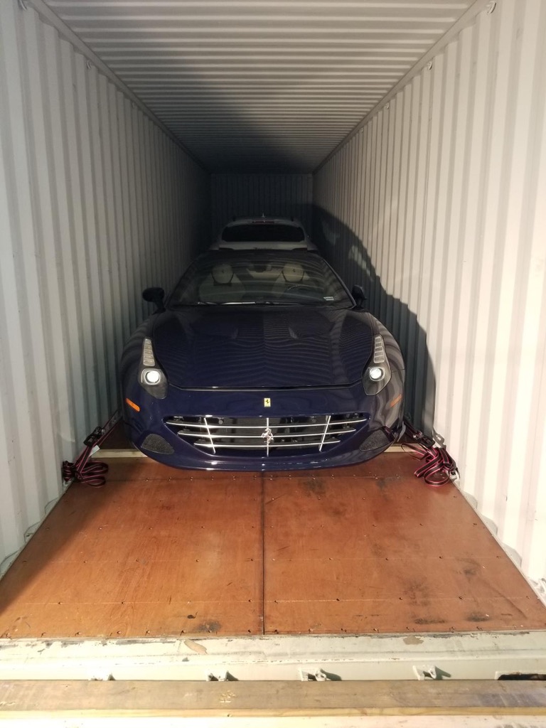 International car shipping in an ocean container