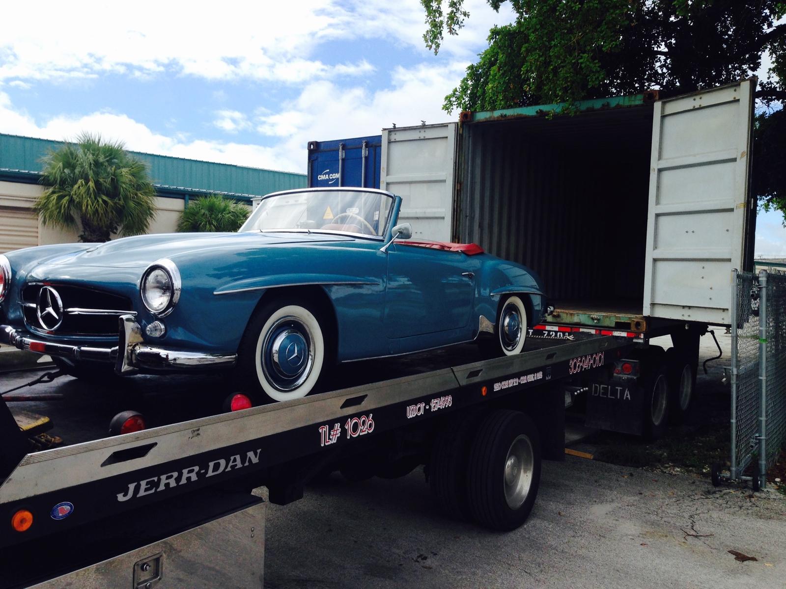 Classic car being loaded for overseas vehicle shipping