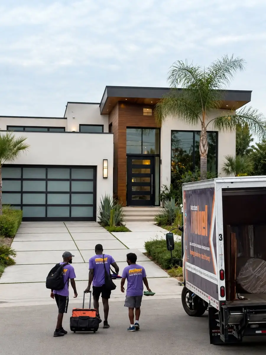 Nobel Relocation moving crew and branded truck at a South Florida home